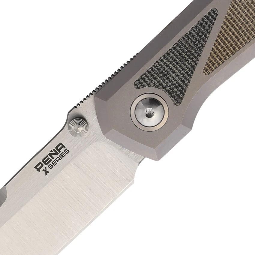 Pena Knives Mula Framelock Grn/Blk Mic MULA DP GRN MIC BLK MIC by Pena Knives
