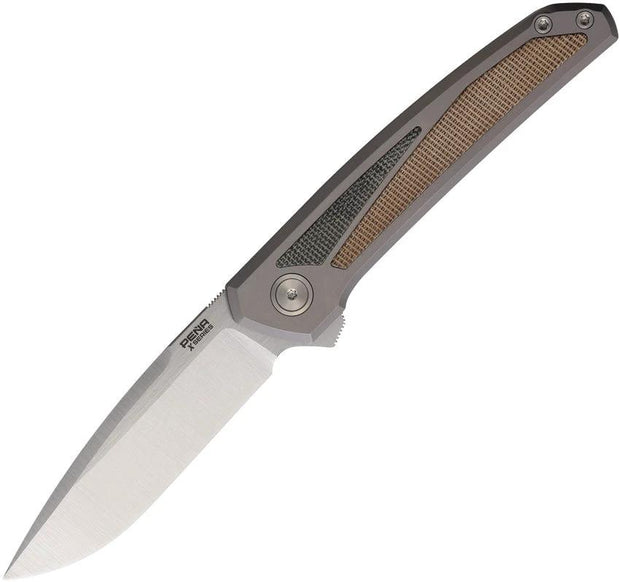 Pena Knives Cobra Framelock Blk/Brn PE75 COBRA BROWN BLACK MICARTA by Pena Knives