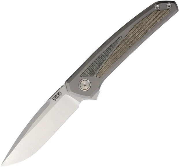 Pena Knives Cobra Framelock Grn/Blk PE76 COBRA GREEN BLACK MICARTA by Pena Knives