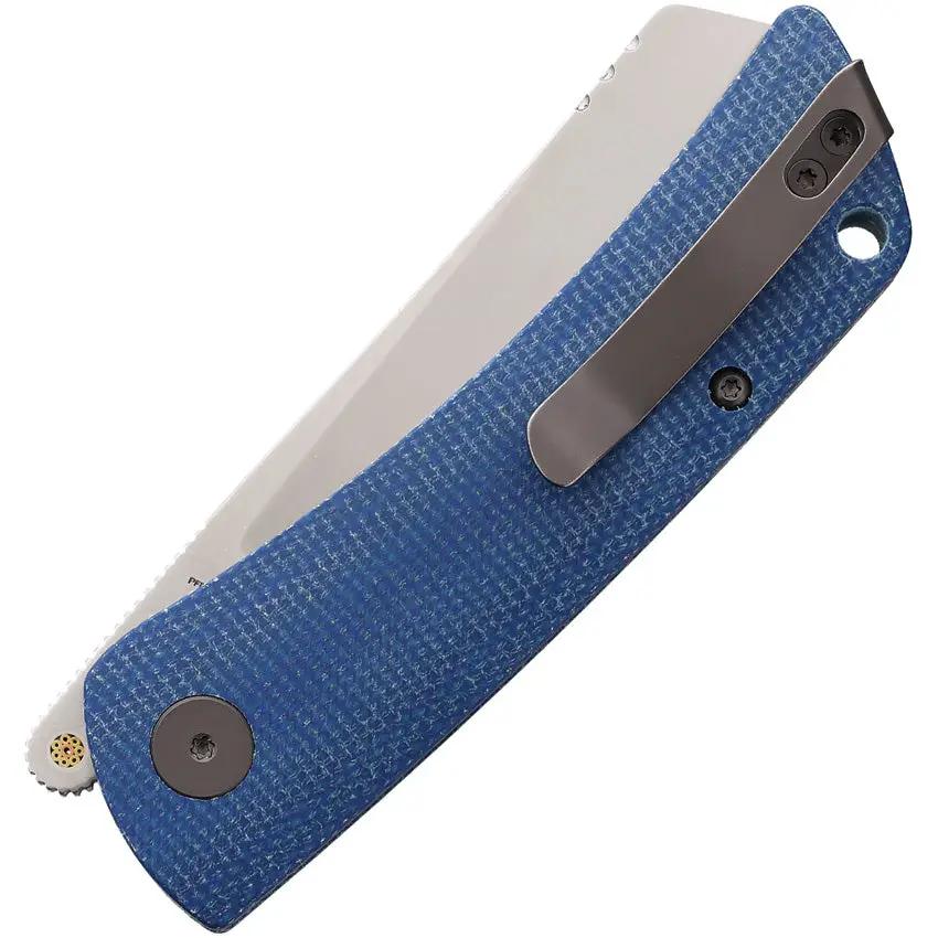 Petrified Fish Flavorist Linerlock Knife With Blue Canvas Micarta Handle Bohler K110 Cleaver Blade For EDC Enthusiasts by Petrified Fish