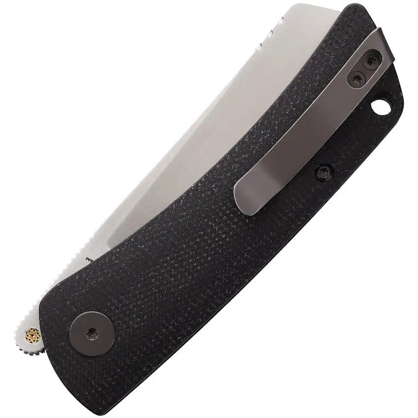 Petrified Fish Flavorist Linerlock Knife Black Canvas Micarta Handle K110 Cleaver Blade EDC - Rugged Everyday Carry Knife by Petrified Fish