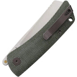 Petrified Fish Flavorist Linerlock Knife - Green Canvas Micarta Handle And Extended Tang For EDC by Petrified Fish