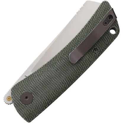 Petrified Fish Flavorist Linerlock Knife - Green Canvas Micarta Handle And Extended Tang For EDC by Petrified Fish