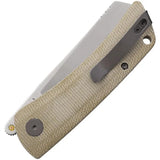 Petrified Fish Flavorist Linerlock Knife - Cleaver Blade, Khaki Canvas Micarta Handle For Everyday Carry by Petrified Fish