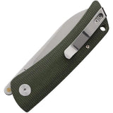 Petrified Fish Flavorist Linerlock Knife - Satin Bohler K110 Blade With Green Micarta Handle For EDC by Petrified Fish