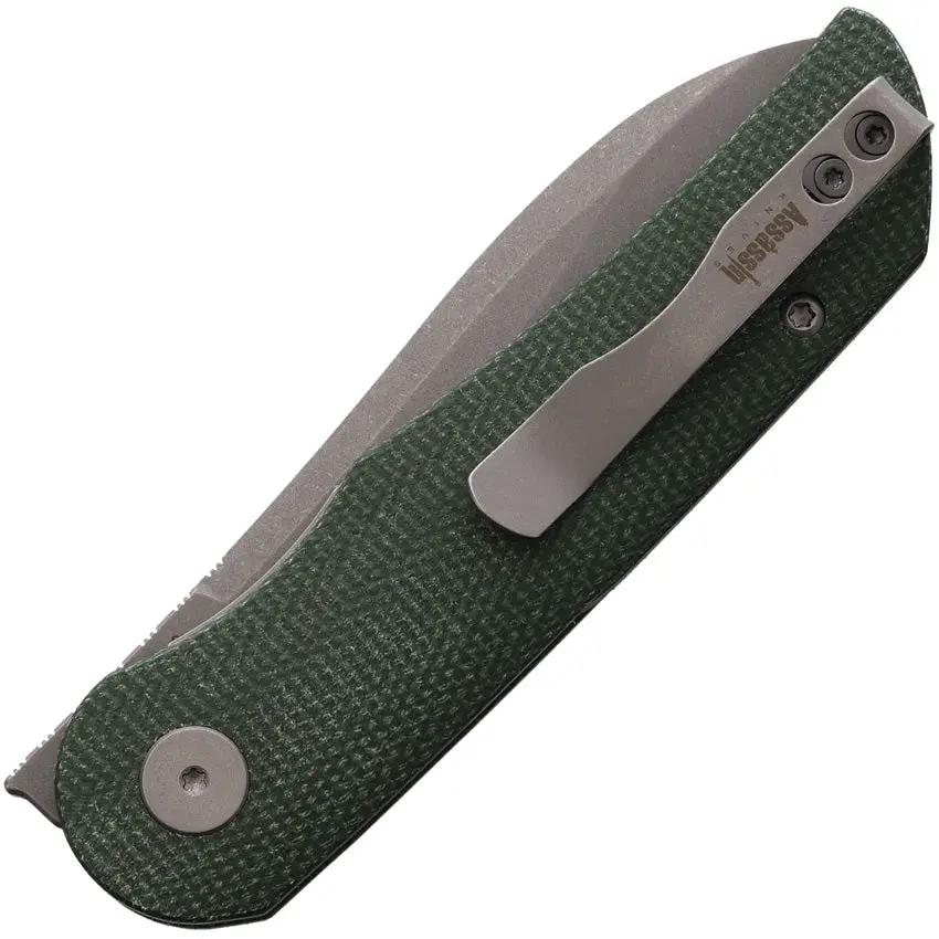 Petrified Fish El Camino Linerlock Knife Green Micarta Handle Bohler N690 Blade For Everyday Carry by Petrified Fish