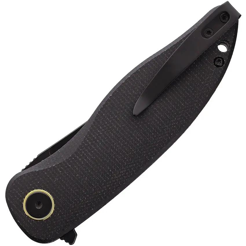 Petrified Fish Simum Linerlock Knife - 3.5 Inch Bohler K110 Blade Black Canvas Micarta Handle EDC Tactical by Petrified Fish