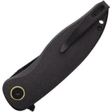 Petrified Fish Simum Linerlock Knife - 3.5 Inch Bohler K110 Blade Black Canvas Micarta Handle EDC Tactical by Petrified Fish