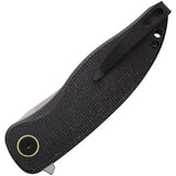 Petrified Fish Simum Linerlock - 3.5in Bohler K110 Blade, Black Micarta Handle, Extended Tang EDC Knife by Petrified Fish