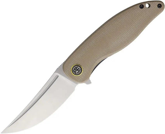 Petrified Fish Simum Linerlock Knife Premium Khaki Micarta Handle For EDC Enthusiasts Bohler K110 3.5 Inch Blade by Petrified Fish