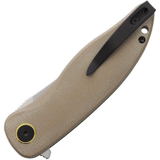 Petrified Fish Simum Linerlock Knife Premium Khaki Micarta Handle For EDC Enthusiasts Bohler K110 3.5 Inch Blade by Petrified Fish