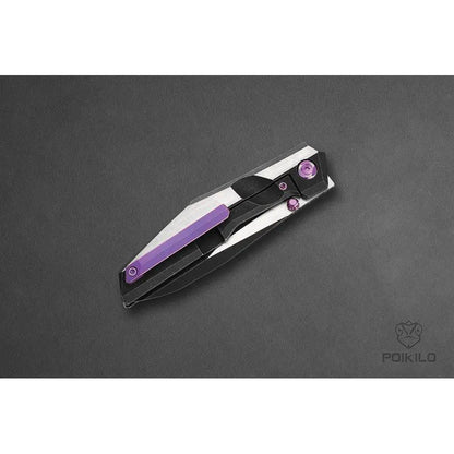 Poikilo Blade Komodo Framelock KOMODO-S - Black Stonewash And Satin Bohler M398 Blade With Titanium Handle by Poikilo Blade