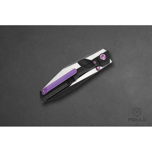 Poikilo Blade Komodo Framelock KOMODO-S - Black Stonewash And Satin Bohler M398 Blade With Titanium Handle by Poikilo Blade