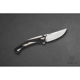 Poikilo Blade Orca Linerlock Orca S 5 Inch Closed 3.5 Inch Satin Bohler M398 Drop Point Blade - Titanium Handle by Poikilo Blade