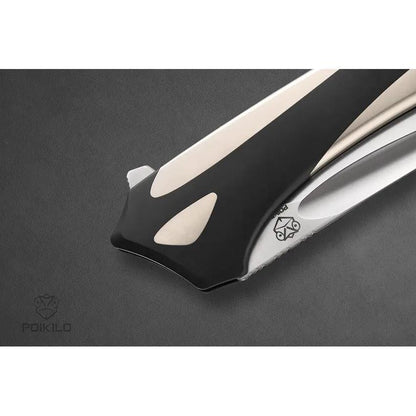 Poikilo Blade Orca Linerlock Orca S 5 Inch Closed 3.5 Inch Satin Bohler M398 Drop Point Blade - Titanium Handle by Poikilo Blade