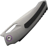 Poikilo Blade Tero Linerlock Ti PSW TERO-S1-PSW - Pearlescent Stonewash M398 Tanto Blade Gray Titanium Handle by Poikilo Blade