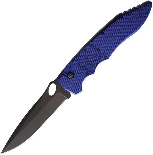 Piranha Knives Auto Predator Button Lock Blu P-10BT by Piranha Knives