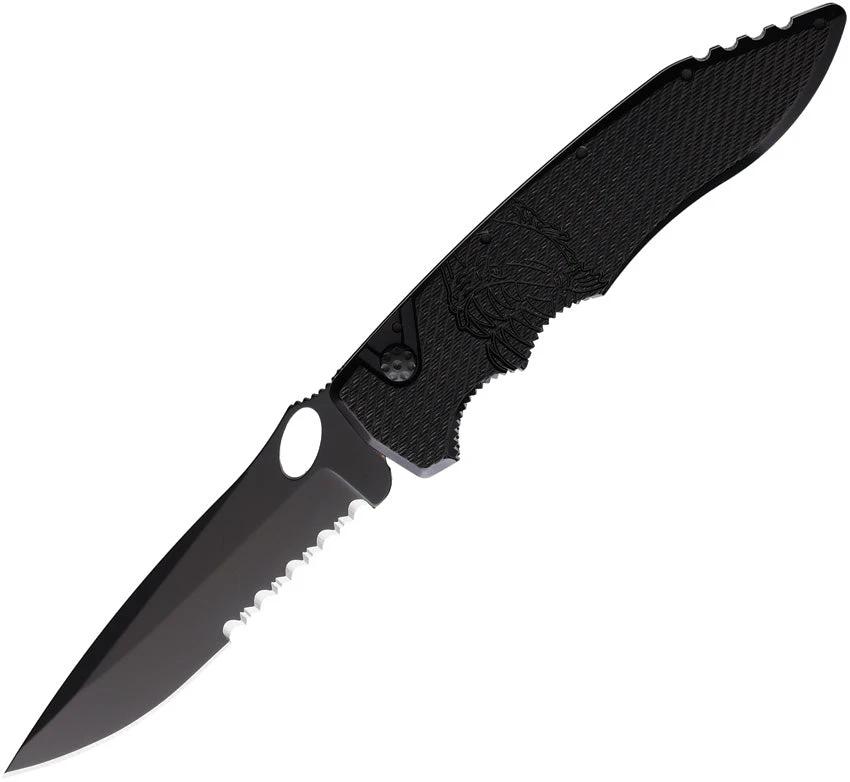 Piranha Knives Auto Mini Predator Button Lock P-11BKTS by Piranha Knives