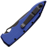 Piranha Knives Auto Mini Predator Button Lock P-11BT - Automatic Opening 3.5in S30V Spear Point Blade Blue Aluminum by Piranha Knives