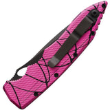 Piranha Knives Auto Mini Predator Button Lock - Automatic Opening, CPM S30V Blade, Pink Camo Aluminum Handle by Piranha Knives