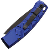 Piranha Knives Auto X Button Lock - Automatic Opening Blue Aluminum Handle With Pocket Clip by Piranha Knives