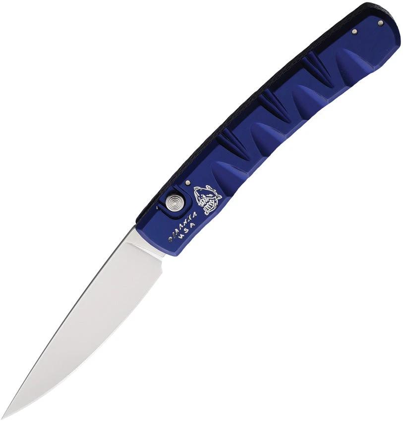 Piranha Knives Auto Virus Button Lock Blue P-15B by Piranha Knives