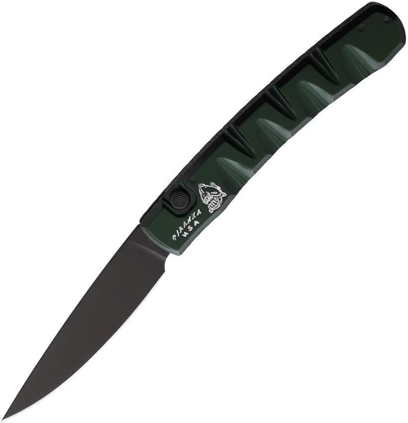 Piranha Knives Auto Pocket Button Lock Grn P-15GT by Piranha Knives