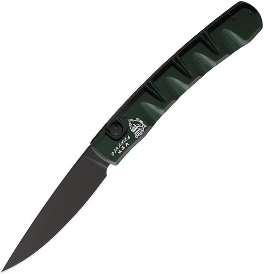 Piranha Knives Auto Pocket Button Lock Grn P-15GT by Piranha Knives