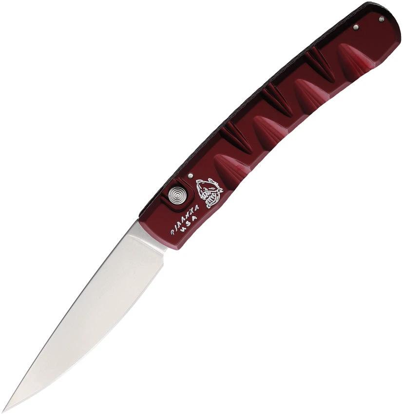 Piranha Knives Auto Pocket Button Lock Red P-15R by Piranha Knives