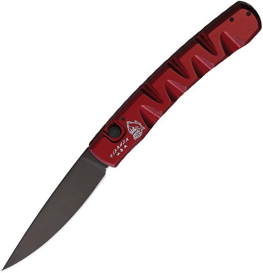 Piranha Knives Auto Virus Button Lock Red P-15RT by Piranha Knives