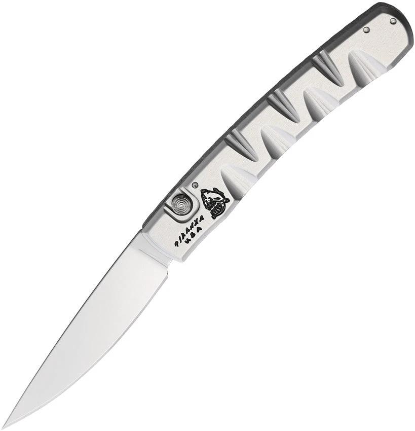 Piranha Knives Auto Virus Button Lock Slvr P-15S by Piranha Knives