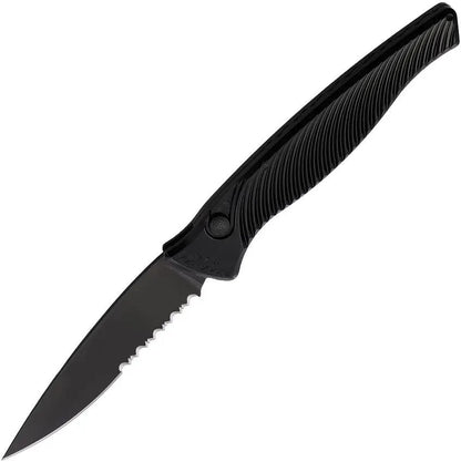 Piranha Knives Auto DNA Button Lock Black P-16BKTS by Piranha Knives