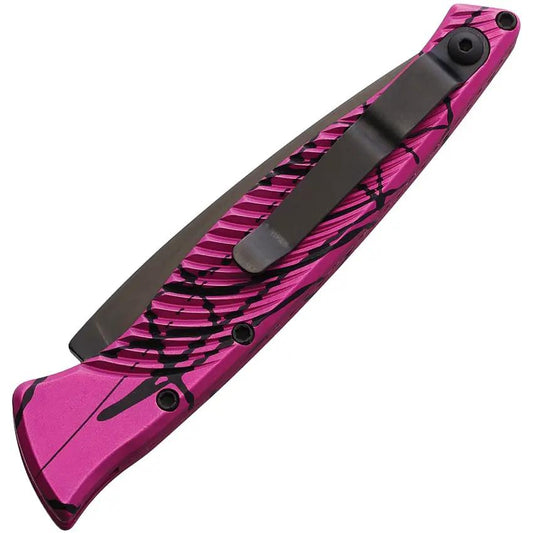 Piranha Knives Auto DNA Tactical P-16PKT - Automatic Opening CPM S30V Blade With Black DLC Coating And Pink Handle by Piranha Knives