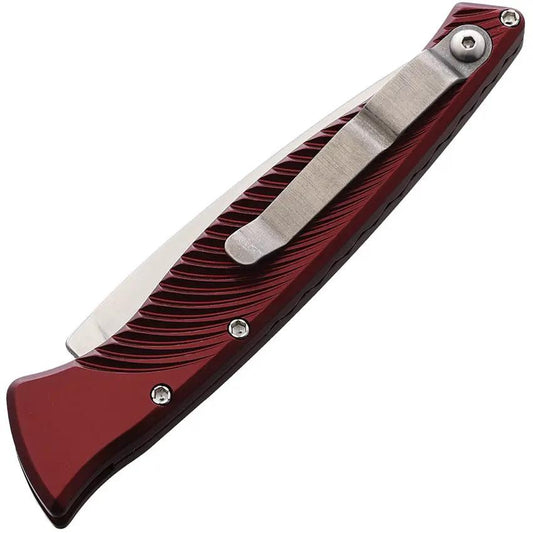 Piranha Knives Auto DNA Button Lock Red P-16R - Automatic Opening CPM S30V Blade 4.5 Inch Closed Aluminum Handle by Piranha Knives