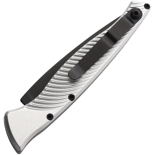 Piranha Knives Auto DNA Button Lock Silver P-16ST - Automatic Opening Folding Knife With CPM S30V Blade by Piranha Knives
