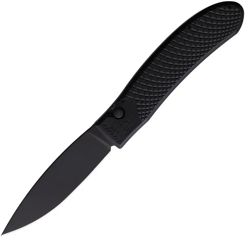 Piranha Knives Auto Toxin Button Lock Black P-18BKT by Piranha Knives