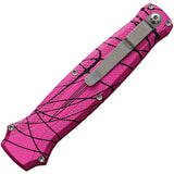 Piranha Knives Auto Rated-R OTF Pink P-19PK - Pink Camouflage Aluminum Handle And 3.5in 154CM Clip Point Blade by Piranha Knives
