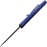 Piranha Knives Auto Pocket Tactical Button P-1BT - Auto Opening, 3.25 Inch 154CM Blade, Blue Anodized Aluminum Handle by Piranha Knives