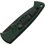Piranha Knives Auto Pocket Knife - Button Lock, Green Aluminum Handle, 3.25in Black 154CM Blade by Piranha Knives