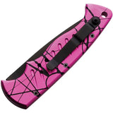 Piranha Knives Auto Pocket Tactical P-1PKT - Auto Opening With DLC Coated 154CM Blade And Black Pink Aluminum Handle by Piranha Knives