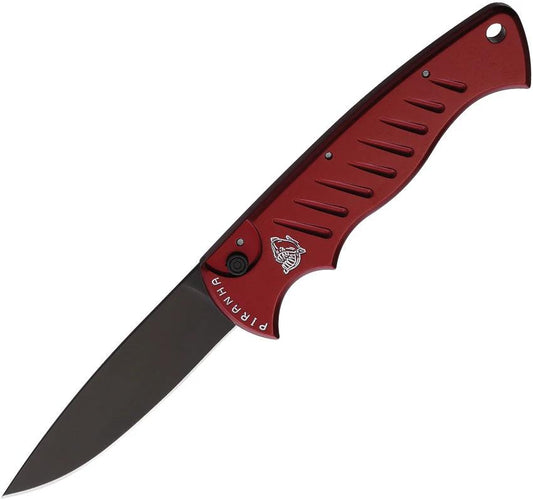 Piranha Knives Auto Pocket Button Lock Red P-1RT by Piranha Knives