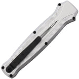 Piranha Knives Auto Rated-X OTF - Automatic Opening Black 154CM Dagger Blade Silver Aluminum Handle by Piranha Knives