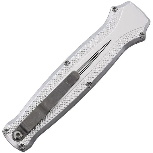 Piranha Knives Auto Rated-X OTF Silver P-20S - Automatic Opening Knife With 154CM Double Edge Blade by Piranha Knives
