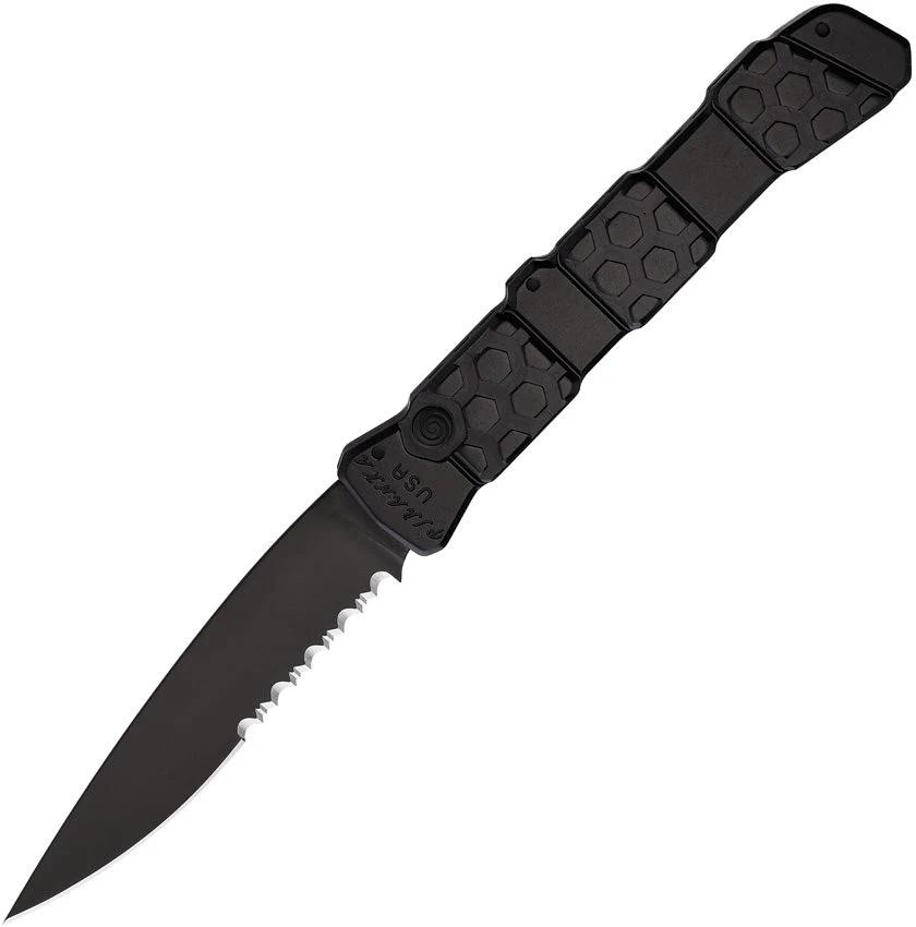 Piranha Knives Auto 21 Button Lock Black P-21BKTS by Piranha Knives