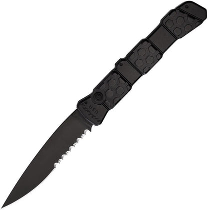 Piranha Knives Auto 21 Button Lock Black P-21BKTS by Piranha Knives