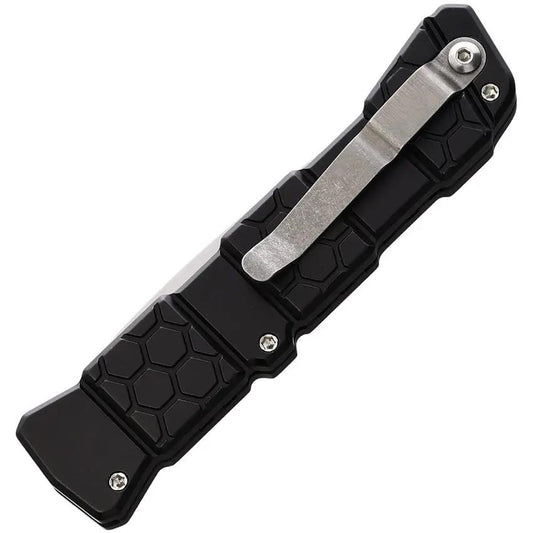 Piranha Knives Auto 21 Button Lock - 3.5in CPM S30V Spear Point Blade, Black Aluminum Handle by Piranha Knives