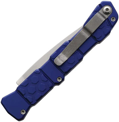 Piranha Knives Auto 21 Button Lock Blue Folding Knife - Automatic Opening With CPM S30V Spear Point Blade by Piranha Knives