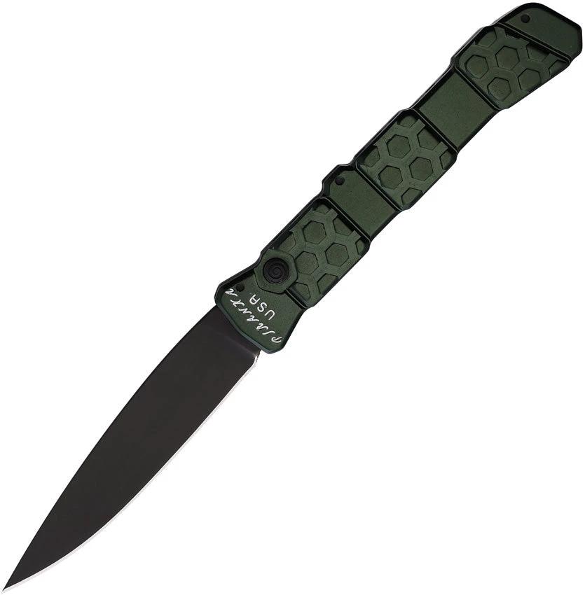Piranha Knives Auto 21 Button Lock Green P-21GT by Piranha Knives
