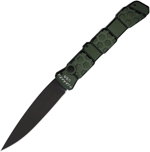 Piranha Knives Auto 21 Button Lock Green P-21GT by Piranha Knives
