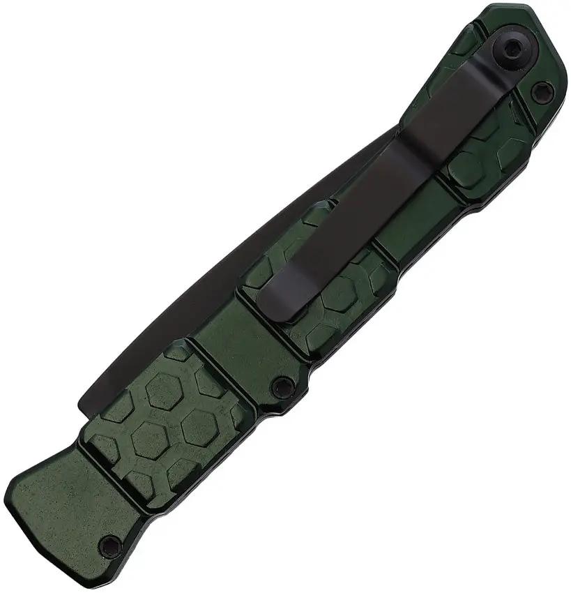 Piranha Knives Auto 21 Button Lock Green P-21GT - Automatic Opening, CPM S30V Blade, Green Aluminum Handle by Piranha Knives